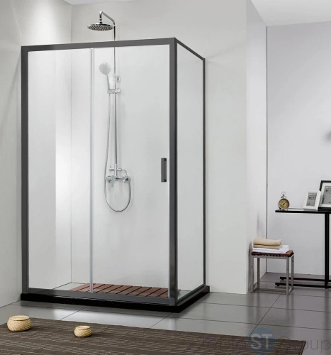 Неподвижная душевая стенка Aquatek AQ ARI WA 10020BL 1000x2000, для комбинации с дверью, профиль черный, стекло прозрачное - купить оптом с доставкой по России фото 3