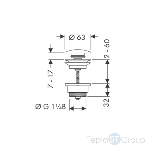 Донный клапан push-open для раковины Hansgrohe 50100990 полированное золото - купить с доставкой по России фото 2