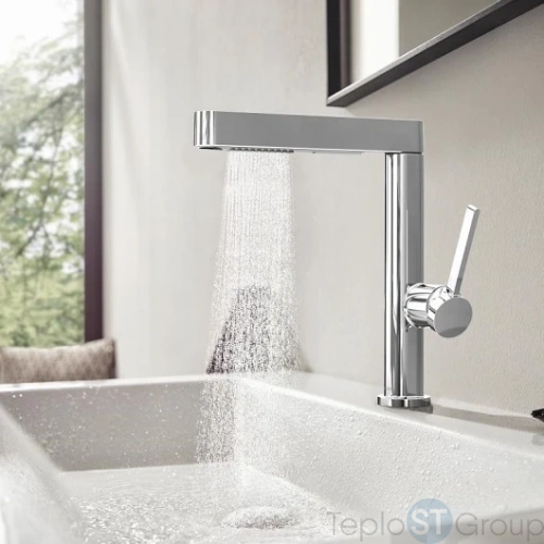 Смеситель для раковины Hansgrohe Finoris 76063000 с вытяжным душем 2jet, со сливным клапаном Push-Open, хром - купить с доставкой по России фото 5