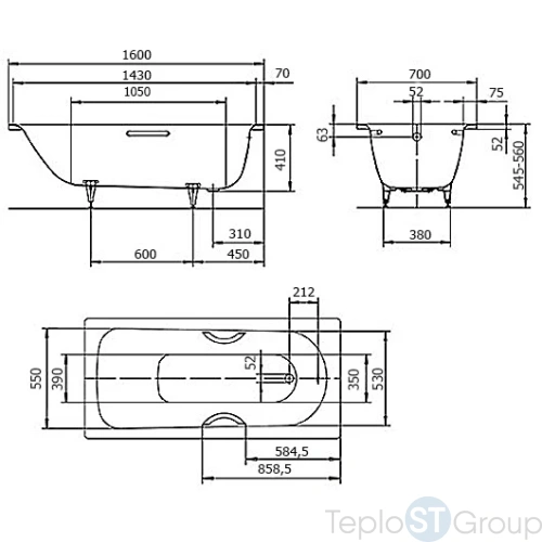 Стальная ванна Kaldewei Saniform Plus 160x70 standard mod. 362-1 111700010001 - купить с доставкой по России фото 3