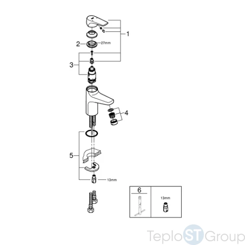 Смеситель для раковины Grohe BauFlow 23752000 S-Size - купить оптом у дилера TeploSTGroup по всей России ✅ ☎ 8 (800) 600-96-13 фото 2