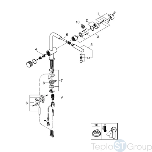 Смеситель для кухни Grohe Blue Pure Minta 31721000 с функцией очистки воды, хром - купить с доставкой по России фото 4