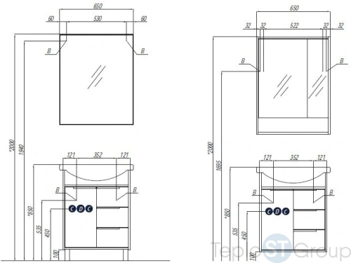 Зеркальный шкаф Акватон Рико 65 1A215202RIB90 белый/ясень фабрик - купить с доставкой по России фото 3