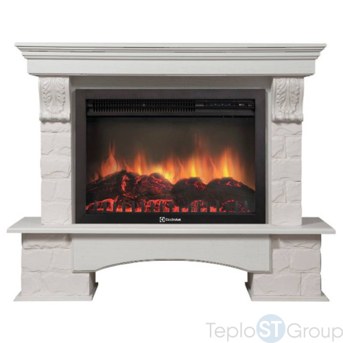 Портал Firelight Forte 30U (угловой) камень белый, шпон белёный дуб - купить оптом с доставкой по России