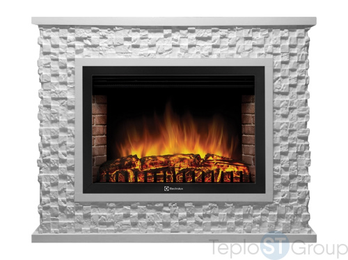 Портал Firelight Quadro 30 камень песчаник античный белый, белая эмаль - купить оптом с доставкой по России