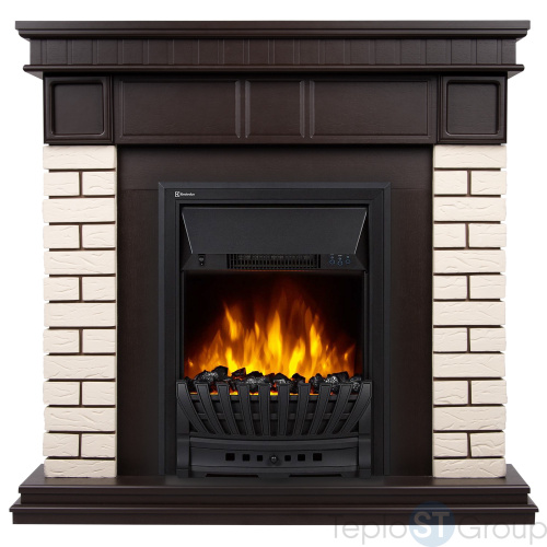 Портал Firelight Bricks Classic камень бежевый, шпон темный дуб - купить оптом с доставкой по России фото 2