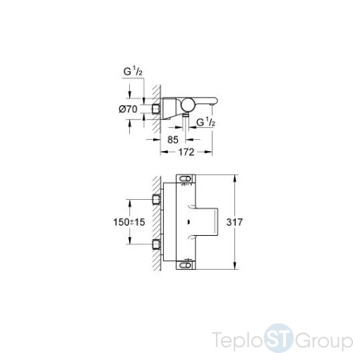 Смеситель для ванны с термостатом Grohe Grohtherm 2000 NEW 34464001 - купить с доставкой по России фото 3