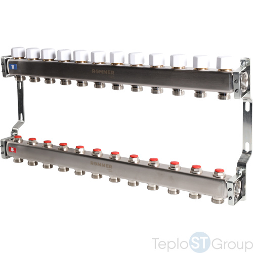 Rommer RMS-3200-000012 Rommer Коллектор из нержавеющей стали без расходомеров 12 вых. - купить оптом с доставкой по России фото 2