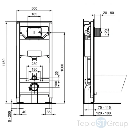 Комплект унитаза с инсталляцией Ideal Standard Connect Air AquaBlade E212101 - купить с доставкой по России фото 5