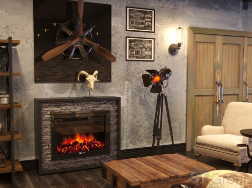 Портал Firelight Loft 30 камень черный, черная эмаль - купить оптом с доставкой по России фото 3