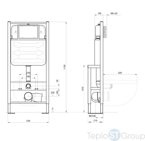 Монтажная рама усиленная Aquatek Standart 50 INS-0000016 1130x530x210 - купить оптом у дилера TeploSTGroup по всей России ✅ ☎ 8 (800) 600-96-13 фото 3