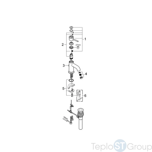 Смеситель для раковины Grohe BauClassic 23161000 - купить оптом у дилера TeploSTGroup по всей России ✅ ☎ 8 (800) 600-96-13 фото 2