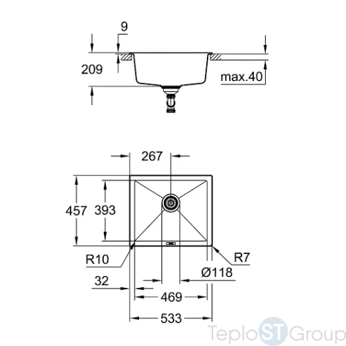 Мойка кухонная Grohe K700U 31654AT0 серый гранит - купить с доставкой по России фото 4