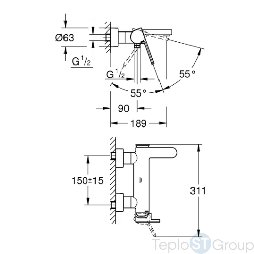 Смеситель для ванны с душем Grohe Plus 33553003 - купить оптом у дилера TeploSTGroup по всей России ✅ ☎ 8 (800) 600-96-13 фото 3