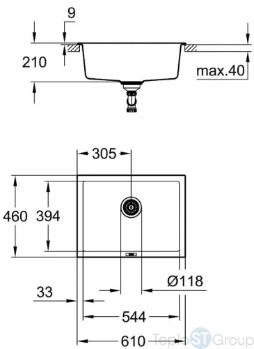 Мойка кухонная Grohe K700U 31655AP0 черный гранит - купить с доставкой по России фото 3