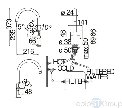 Смеситель для кухни Nobili Flag FL96824/3VCR Chrome - купить оптом у дилера TeploSTGroup по всей России ✅ ☎ 8 (800) 600-96-13 фото 2