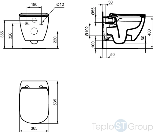 Подвесной унитаз безободковый Ideal Standard Tesi T536001 - купить с доставкой по России фото 3