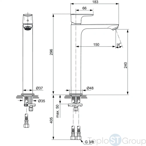 Смеситель для раковины Ideal Standard Connect Air VESSEL A7027AA - купить с доставкой по России фото 3