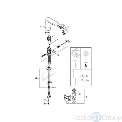 Смеситель инфракрасный для раковины Grohe Bau Cosmopolitan E 36451000 хром - купить оптом у дилера TeploSTGroup по всей России ✅ ☎ 8 (800) 600-96-13 фото 4