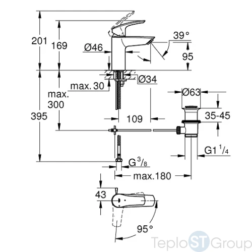 Смеситель для раковины Grohe Eurosmart 32926003 S-Size - купить с доставкой по России фото 3