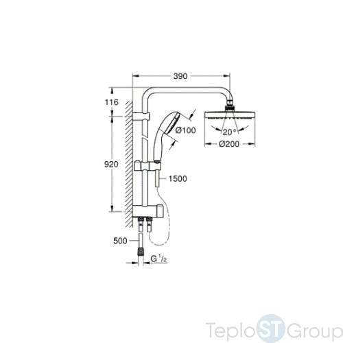 Душевая система с переключателем Grohe New Tempesta 26452001 - купить оптом у дилера TeploSTGroup по всей России ✅ ☎ 8 (800) 600-96-13 фото 2