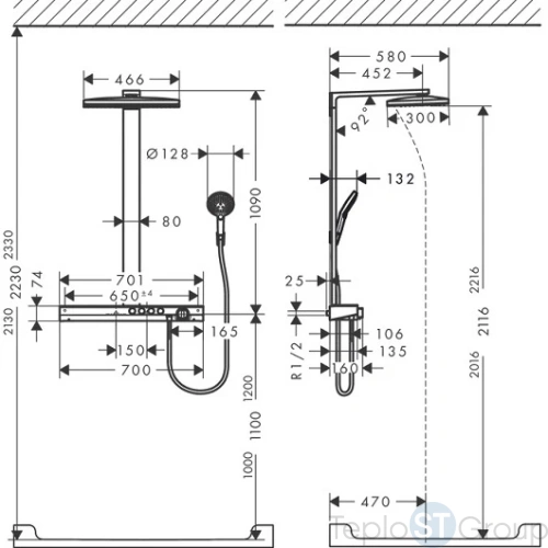 Душевая стойка Hansgrohe Rainmaker Select 27109400 хром - купить с доставкой по России фото 3