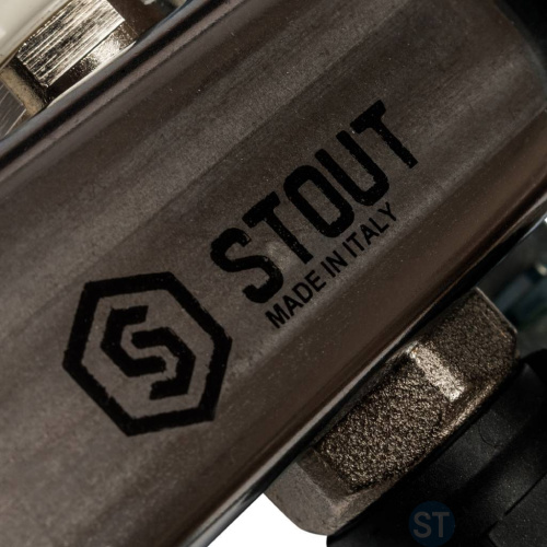 Stout Коллектор из нержавеющей стали с расходомерами, с клапаном вып. воздуха и сливом 3 вых. - купить оптом с доставкой по России фото 2