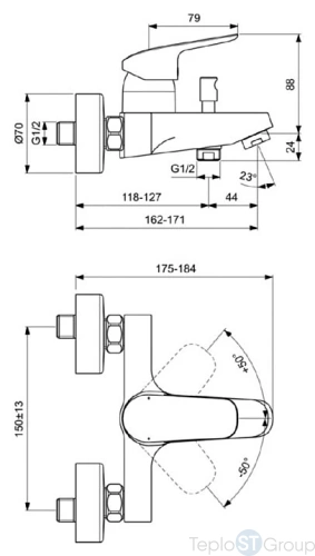 Смеситель для ванны Ideal Standard Ceraflex B1721AA - купить с доставкой по России фото 3