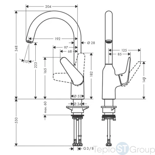 Смеситель для кухни Hansgrohe Focus M42 71802000 - купить с доставкой по России фото 3