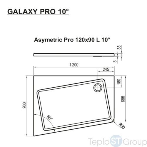 Душевой поддон Ravak 10° 120x90 XA25G70101L - купить оптом у дилера TeploSTGroup по всей России ✅ ☎ 8 (800) 600-96-13 фото 3