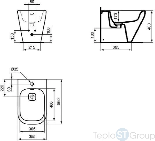 Биде напольное Ideal Standard Tonic II K523801 - купить с доставкой по России фото 2