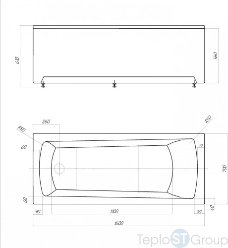 Акриловая ванна Aquatek Либра NEW 160x70 LIB160N-0000003 с фронтальным экраном (слив слева) - купить оптом у дилера TeploSTGroup по всей России ✅ ☎ 8 (800) 600-96-13 фото 3