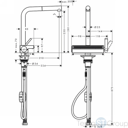 Смеситель для кухни Hansgrohe Aquno Select M81 73836000, хром - купить с доставкой по России фото 4