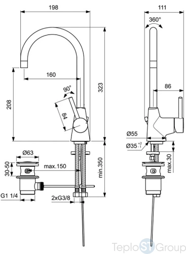 Смеситель для раковины Ideal Standard Ceraline BC195AA - купить с доставкой по России фото 2