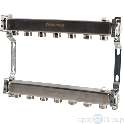 Rommer RMS-4401-000007 Rommer Коллектор из нержавеющей стали для радиаторной разводки 7 вых. - купить оптом с доставкой по России фото 2