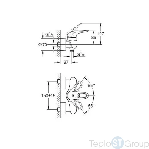 Смеситель для душа Grohe Eurostyle 2015 33590003 - купить оптом у дилера TeploSTGroup по всей России ✅ ☎ 8 (800) 600-96-13 фото 3