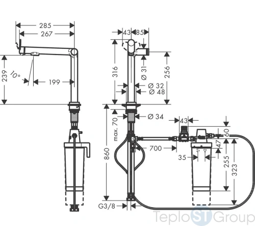 Смеситель для кухни Hansgrohe Aqittura M91 76804670 с подключением к фильтру - купить с доставкой по России фото 3