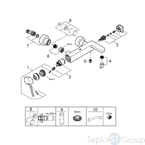 Смеситель для ванны с душем Grohe Plus 33553003 - купить оптом у дилера TeploSTGroup по всей России ✅ ☎ 8 (800) 600-96-13 фото 4