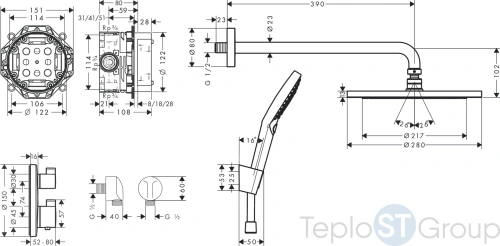 Душевая система с верхним душем и термостатом 8 в 1 Hansgrohe 27961670 матовый черный - купить оптом у дилера TeploSTGroup по всей России ✅ ☎ 8 (800) 600-96-13 фото 2