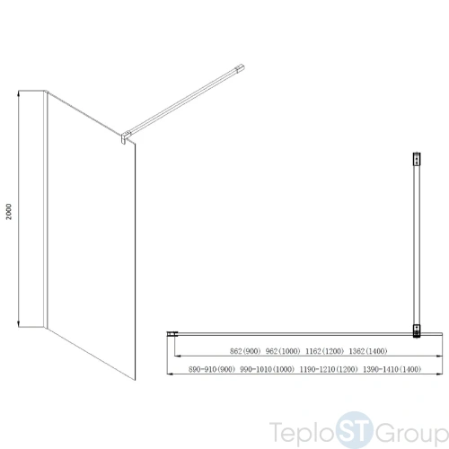 Душевая перегородка Aquatek AQ WIW 14020CH Walk in с держателем 1400x2000 профиль хром, стекло прозрачное - купить с доставкой по России фото 3