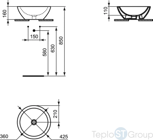 Умывальник-чаша Ideal Standard Strada 42x42 K078301 - купить с доставкой по России фото 3