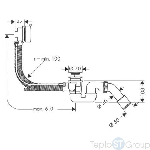 Слив-перелив для ванны Hansgrohe Flexaplus S 58150000 - купить с доставкой по России фото 3