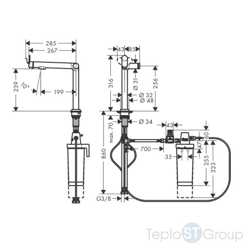 Смеситель для кухни Hansgrohe Aqittura M91 76804000 с подключением к фильтру - купить с доставкой по России фото 3