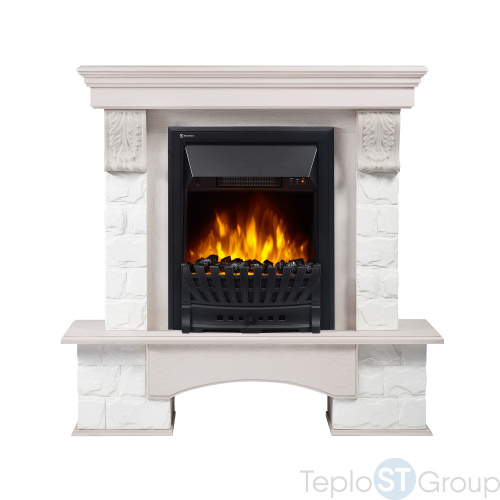 Портал Firelight Forte Classic U (угловой) камень белый, шпон белёный дуб - купить оптом с доставкой по России фото 2