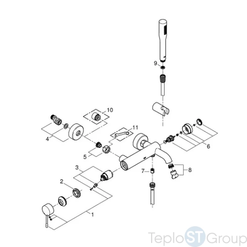 Смеситель для ванны Grohe Essence+ с душевым гарнитуром 33628001 - купить с доставкой по России фото 3