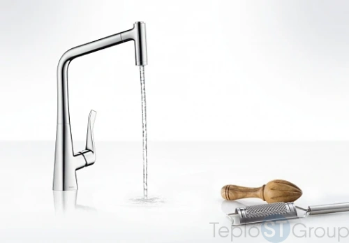 Смеситель для кухни Hansgrohe Metris сталь 14820800 - купить с доставкой по России фото 2