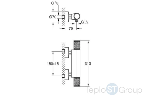 Термостат для душа GROHE Grohtherm 1000 Performance 34827000 - купить оптом у дилера TeploSTGroup по всей России ✅ ☎ 8 (800) 600-96-13 фото 3