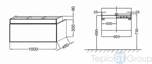 Тумба под раковину Jacob Delafon Terrace 100 см EB1187-M61 мягкий черный - купить с доставкой по России фото 3