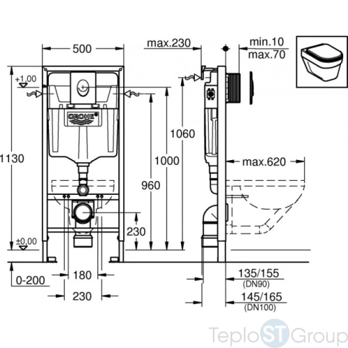 Инсталляция для унитаза Grohe Rapid SL 38722001 с белой клавишей - купить оптом у дилера TeploSTGroup по всей России ✅ ☎ 8 (800) 600-96-13 фото 2