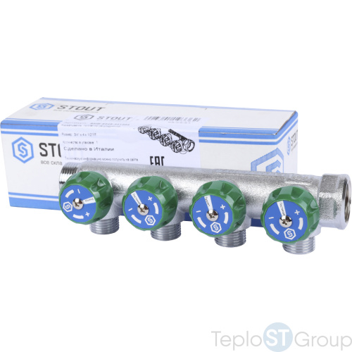 Stout SMB-6849-341204 коллектор регулирующий 3/4 , 4 отвода 1/2 плоское уплотнение - купить с доставкой по России фото 8